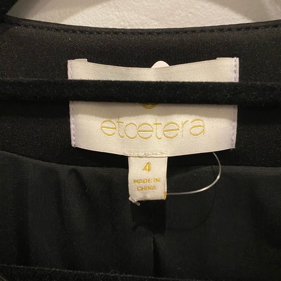 etcetera new black leather jacket, Sz 4 with poly, spandex fabric inserts. Zip - Picture 5 of 10